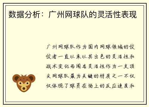 数据分析：广州网球队的灵活性表现