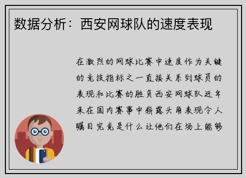 数据分析：西安网球队的速度表现